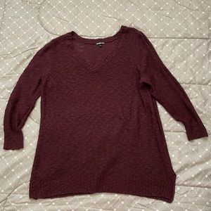 Oversized Burgundy Long Sleeve Knit Sweater, Size: 2X